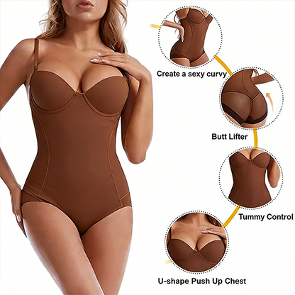 Hoikentava muotoileva body rintaliiveillä | Rypytetty ja säädettävä vyötärö