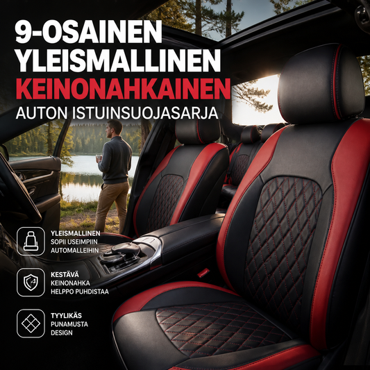 9-osainen yleismallinen keinonahkainen auton istuinsuojasarja