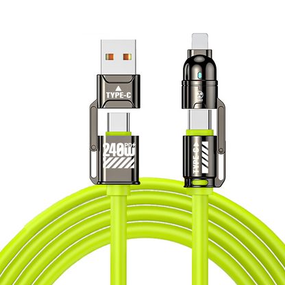 🔌Tehokas 4-in-1-pikalatausjohto, 240W PD -moniliitäntälatausjohto, USB-A/USB-C–Type-C/Lightning, yleispikalatausjohto puhelimille ja kannettaville tietokoneille